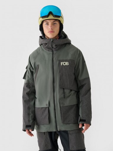 4F Męska kurtka snowboardowa 4F 4FWAW24TTJAM511  zielona Khaki