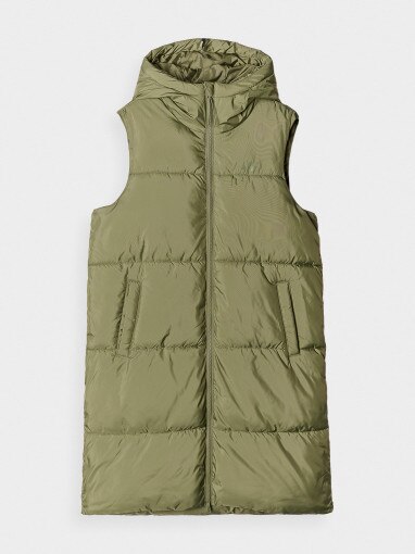 4F Damski bezrekawnik puchowy pikowany 4F 4FWAW24TVJAF217  oliwkowy/khaki Khaki