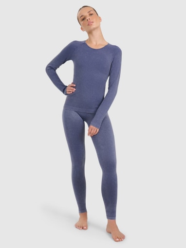Damski longsleeve do jogi i pilatesu 4F 4FWAW25TFLOF429 - granatowy