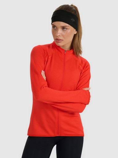  4F Damska bluza do biegania 4F 4FWAW25TFSWF577  czerwona Czerwony