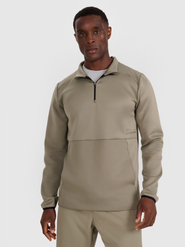  4F Męska bluza treningowa bez kaptura 4F 4FWAW25TFSWM561  khaki Khaki