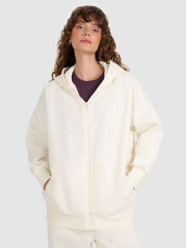  4F Damska bluza rozpinana z kapturem 4F 4FWAW25TSWSF1886  beżowa Beżowy