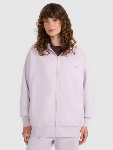  4F Damska bluza rozpinana z kapturem 4F 4FWAW25TSWSF1886  fioletowa Fioletowy