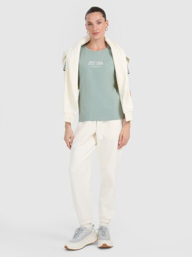 Damski t-shirt z nadrukiem 4F 4FWAW25TTSHF2322 - turkusowy