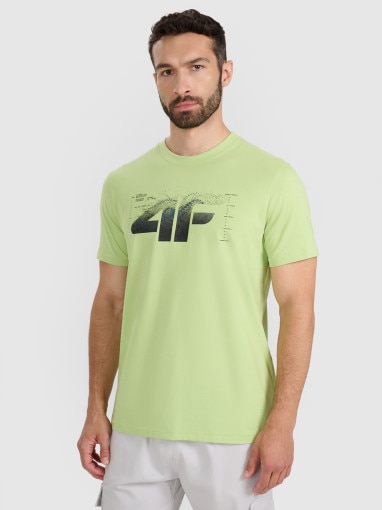 4F Męski tshirt z nadrukiem 4F 4FWAW25TTSHM2359  zielony Zielony