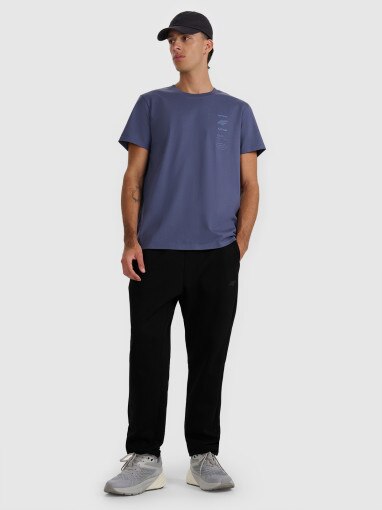 Męski t-shirt z nadrukiem 4F 4FWAW25TTSHM2402 - granatowy