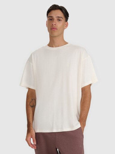  4F Męski tshirt z nadrukiem 4F 4FWAW25TTSHM2403  beżowy Beżowy