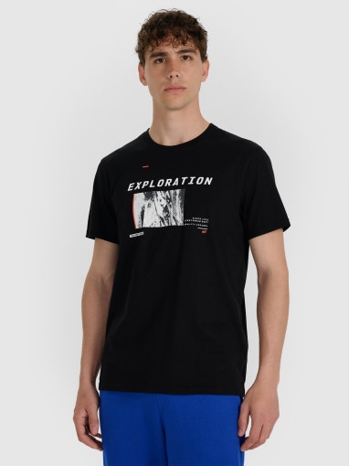  4F Męski tshirt z nadrukiem 4F 4FWAW25TTSHM3130  czarny Czarny