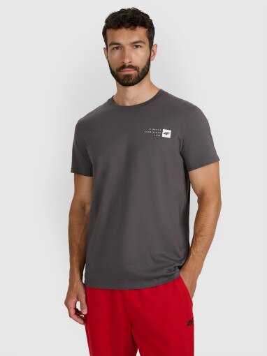  4F Męski tshirt z nadrukiem 4F 4FWAW25TTSHM3131  szary Szary