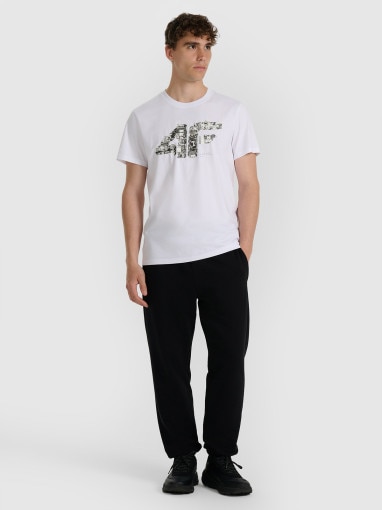 Męski t-shirt z nadrukiem 4F 4FWAW25TTSHM3132 - biały