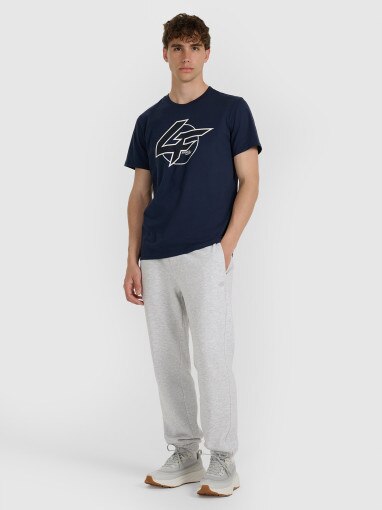 Męski t-shirt z nadrukiem 4F 4FWAW25TTSHM3133 - granatowy