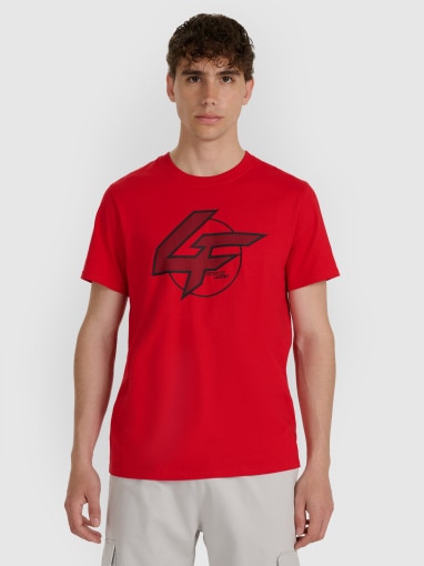  4F Męski tshirt z nadrukiem 4F 4FWAW25TTSHM3133  czerwony Czerwony