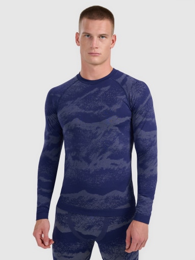 4F Męska bielizna termoaktywna (góra) 4F 4FWAW25USEAM227 granatowa Granatowy