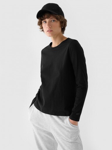 4F Damski longsleeve basic 4F 4FWMM00TLONF431 czarny Czarny