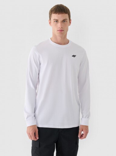 4F Męski longsleeve basic 4F 4FWMM00TLONM432  biały Biały