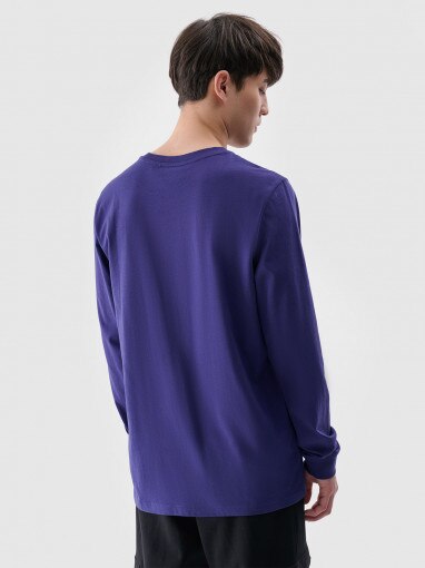 Męski longsleeve basic 4F 4FWMM00TLONM432 - granatowy