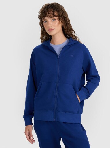 4F Damska bluza dresowa rozpinana z kapturem 4F 4FWMM00TSWSF1763 granatowa Granatowy