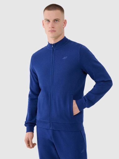 4F Męska bluza dresowa rozpinana bez kaptura 4F 4FWMM00TSWSM1463  granatowa Granatowy