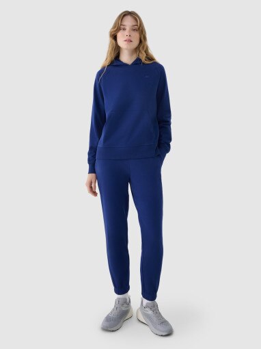 4F Damskie spodnie dresowe joggery 4F 4FWMM00TTROF1138  granatowe Granatowy