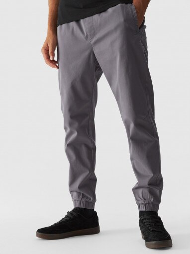 Męskie spodnie casual joggery 4F 4FWMM00TTROM0944 - szary