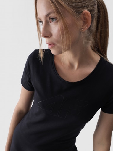 Damski t-shirt z nadrukiem 4F 4FWMM00TTSHF1846 - czarny