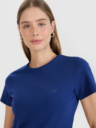 Damski t-shirt basic 4F 4FWMM00TTSHF2255 - granatowy