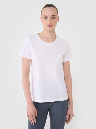 4F Damski tshirt regular 4F 4FWMM00TTSHF2356  biały Biały