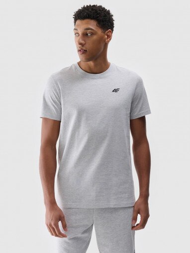 4F Męski tshirt basic 4F 4FWMM00TTSHM2256  szary Chłodny jasny szary melanż