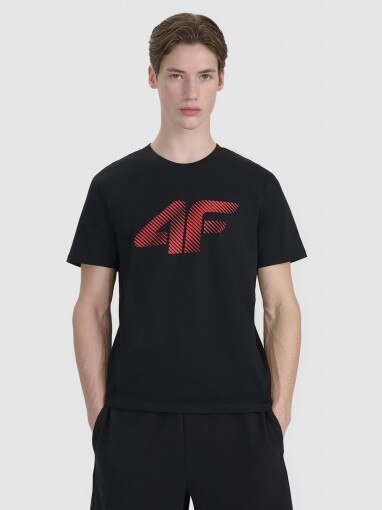 4F Męski tshirt z nadrukiem 4F 4FWMM00TTSHM2257  czarny Czarny