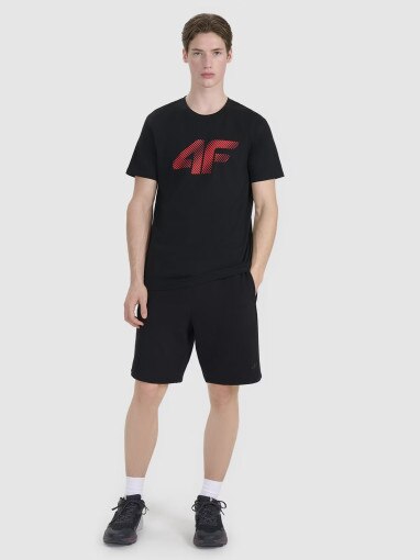 Męski t-shirt z nadrukiem 4F 4FWMM00TTSHM2257 - czarny