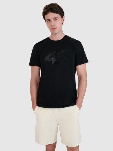 4F Męski tshirt z nadrukiem 4F 4FWMM00TTSHM2257  czarny Czarny