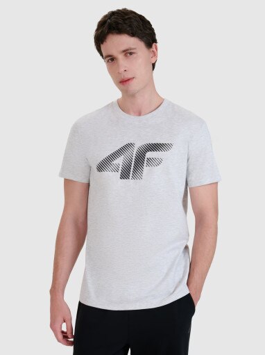 4F Męski tshirt z nadrukiem 4F 4FWMM00TTSHM2257  biały Biały