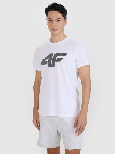  4F Męski tshirt z nadrukiem 4F 4FWMM00TTSHM2658  biały Biały