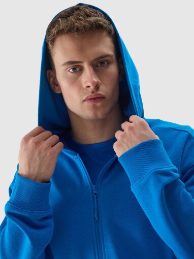 Męska bluza rozpinana z kapturem 4F 4FWSS24TSWSM1011 - niebieska