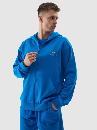 4F Męska bluza rozpinana z kapturem 4F 4FWSS24TSWSM1011  niebieska Niebieski