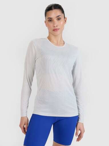 4F Damski longsleeve do biegania 4F 4FWSS25TFLOF328  szary Szary