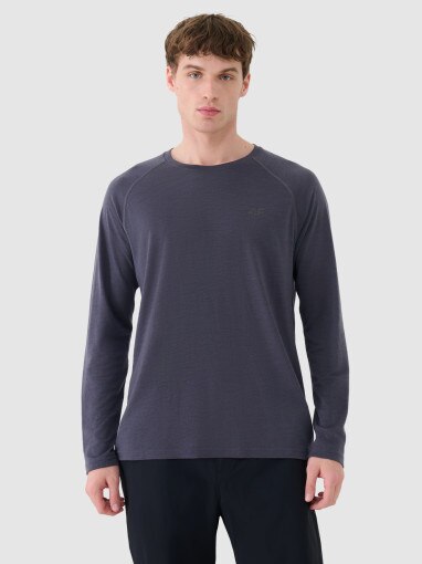 4F Męski longsleeve trekkingowy 4F 4FWSS25TFLOM330  granatowy Antracyt