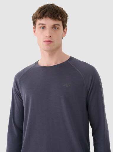 Męski longsleeve trekkingowy 4F 4FWSS25TFLOM330 - granatowy