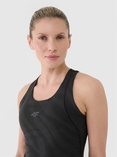 Damski top treningowy 4F 4FWSS25TFSLF413 - czarny