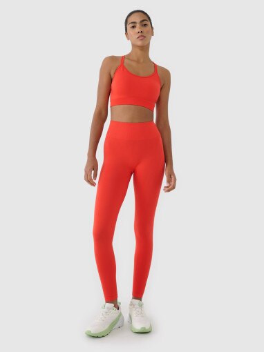 4F Damskie legginsy treningowe 4F 4FWSS25TFTIF380  czerwone Czerwony