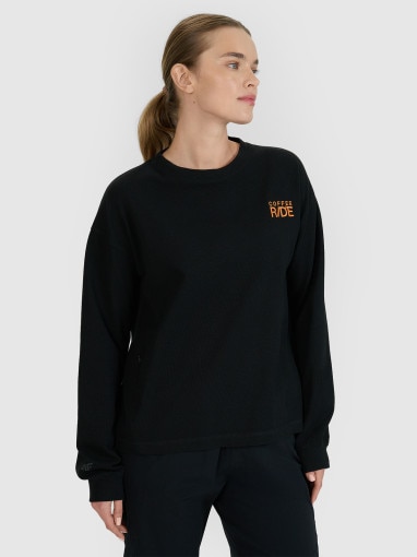 4F Damski longsleeve oversize 4F 4FWSS25TLONF393  czarny Czarny