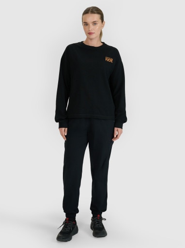 Damski longsleeve oversize 4F 4FWSS25TLONF393 - czarny