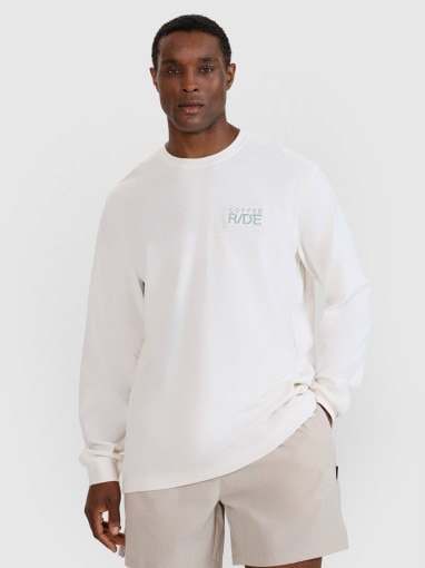 4F Męski longsleeve oversize 4F 4FWSS25TLONM390  biały Biały