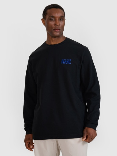 4F Męski longsleeve oversize 4F 4FWSS25TLONM390  czarny Czarny