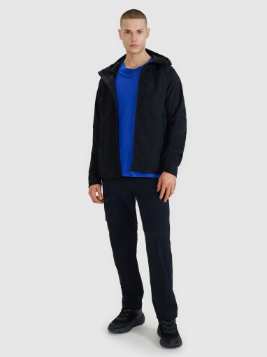 Męski softshell z kapturem 4F 4FWSS25TSOFM313 - czarny