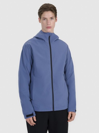 4F Męski softshell z kapturem 4F 4FWSS25TSOFM324  niebieski Niebieski