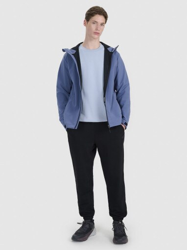 Męski softshell z kapturem 4F 4FWSS25TSOFM324 - niebieski