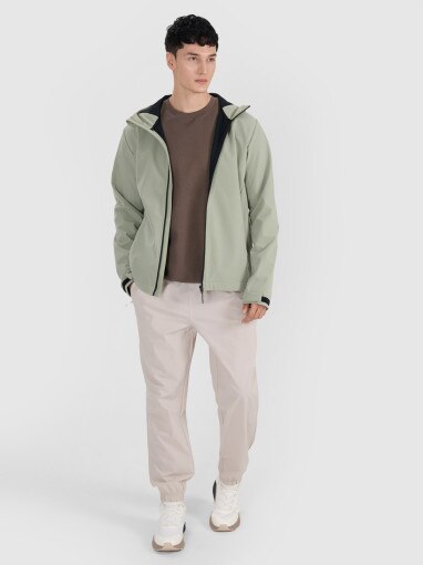 Męski softshell z kapturem 4F 4FWSS25TSOFM324 - zielony