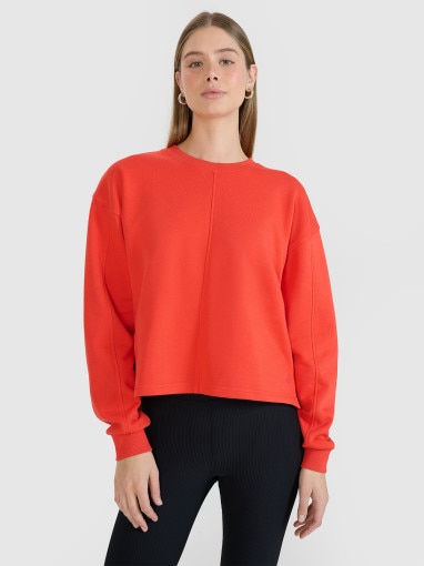 4F Damska bluza dresowa nierozpinana bez kaptura 4F 4FWSS25TSWSF1543  czerwone Czerwony