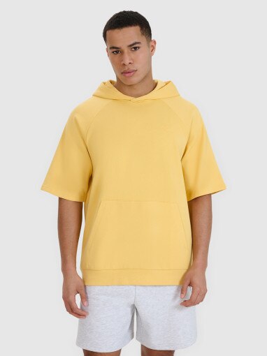4F Męska bluza dresowa z krótkim rękawem 4F 4FWSS25TSWSM1538  żółta żółty